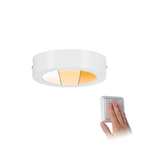 Paulmann 797.90 LED Panel Carpo Warm Dim rund 170mm 10,2W 750lm 3 Step Dim to warm Weiß matt dimmbar