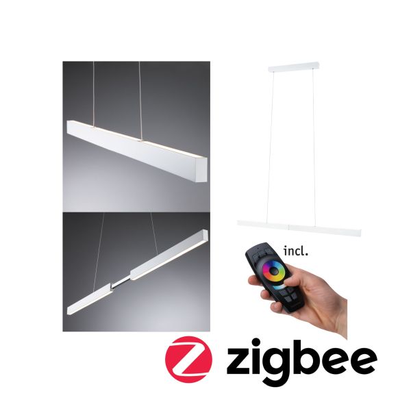 Paulmann 798.89 LED Pendelleuchte Smart Home Zigbee Aptare 2700K 2.050lm / 2.050lm 2x18 / 1x18W Weiß matt dimmbar