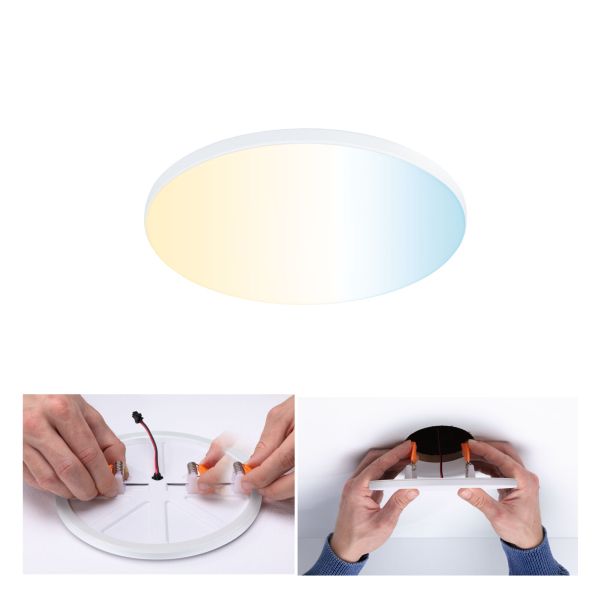 Paulmann 799.56 VariFit LED Einbaupanel Smart Home Zigbee 3.0 Veluna Edge IP44 rund 160mm 15,5W 1000lm Tunable White Weiß dimmbar