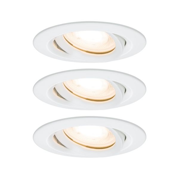 Paulmann 928.98 LED Einbauleuchte Nova Plus Basisset schwenkbar IP65 rund 93mm 30° GU10 3x7W 3x460lm 230V dimmbar 2700K Weiß matt