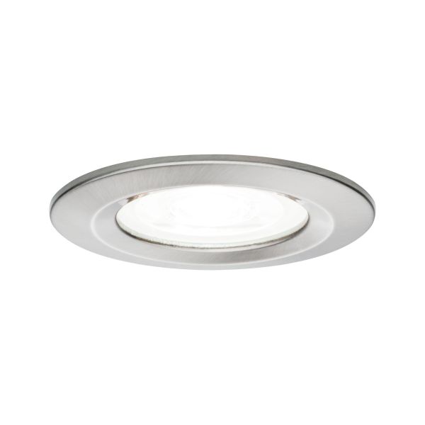 Paulmann 929.77 LED Einbauleuchte Nova starr IP44 rund 78mm GU10 6,5W 470lm 230V 4000K Eisen gebürstet