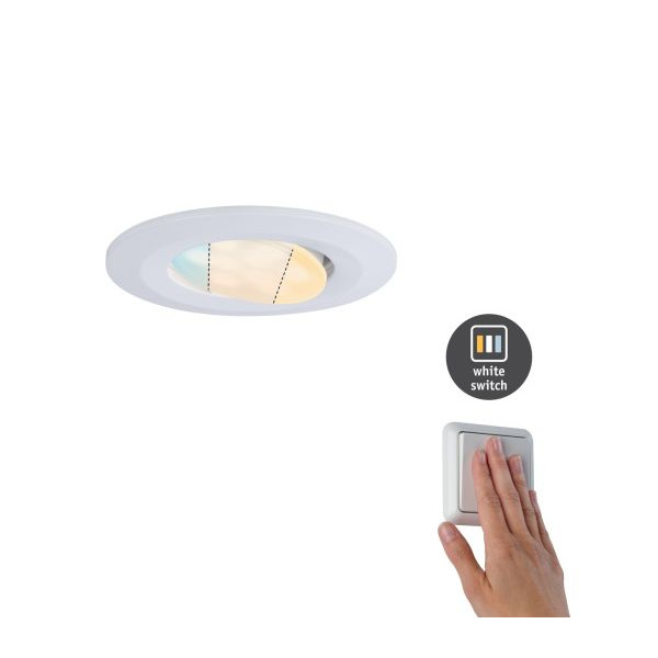 Paulmann 929.98 LED Einbauleuchte Calla Einzelleuchte schwenkbar IP65 rund 90mm 30° 5,5W 400lm 230V White Switch Weiß