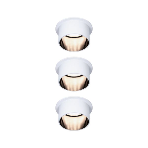 Paulmann 933.77 LED Einbauleuchte 3-Step-Dim Gil Coin Basisset IP44 rund 68mm Coin 3x6W 3x470lm 230V dimmbar 2700K Weiß matt#Schwarz matt