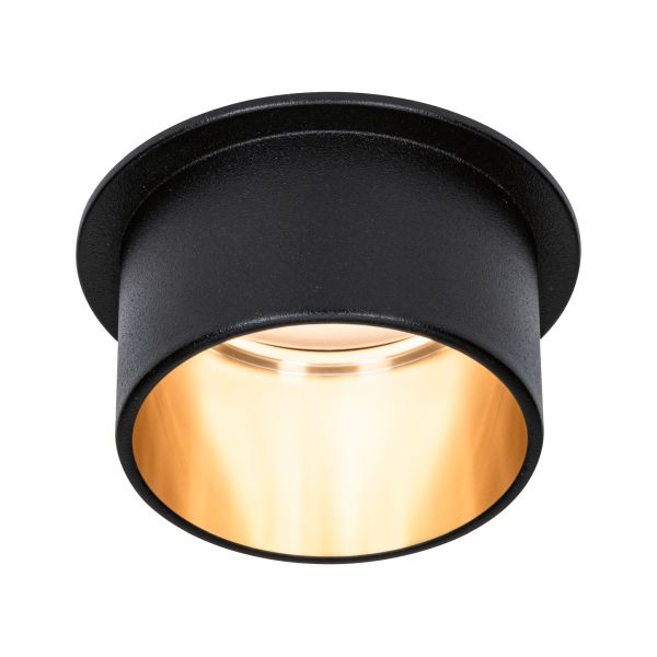 Paulmann 933.78 LED Einbauleuchte 3-Step-Dim Gil Coin IP44 rund 68mm Coin 6W 470lm 230V dimmbar 2700K Schwarz matt#Gold