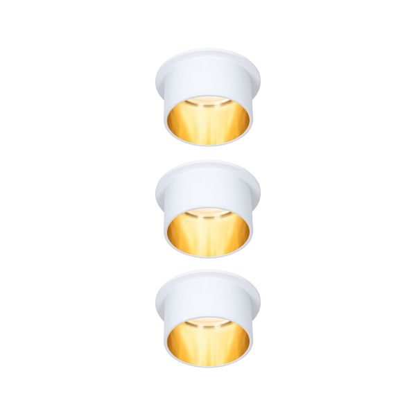 Paulmann 933.81 LED Einbauleuchte 3-Step-Dim Gil Coin Basisset IP44 rund 68mm Coin 3x6W 3x470lm 230V dimmbar 2700K Weiß matt#Gold
