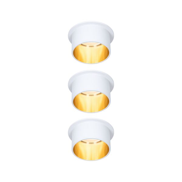 Paulmann 933.81 LED Einbauleuchte 3-Step-Dim Gil Coin Basisset IP44 rund 68mm Coin 3x6W 3x470lm 230V dimmbar 2700K Weiß matt/Gold