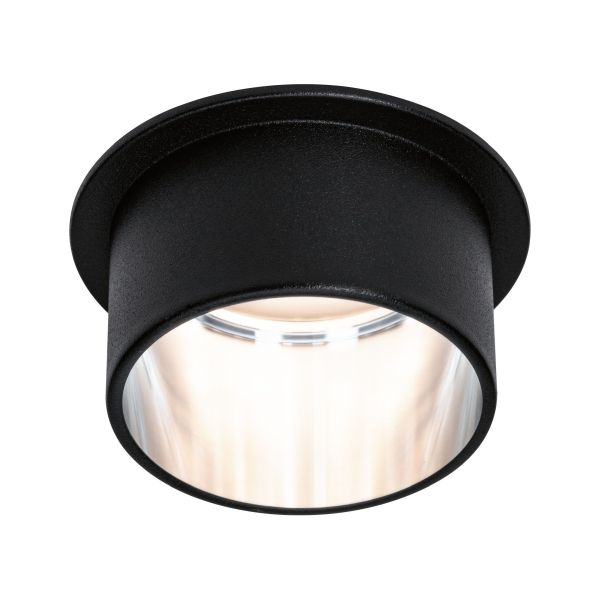 Paulmann 933.82 LED Einbauleuchte 3-Step-Dim Gil Coin IP44 rund 68mm Coin 6W 470lm 230V dimmbar 2700K Schwarz matt#Eisen gebürstet