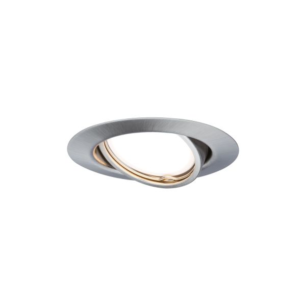 Paulmann 934.12 LED Einbauleuchte Base Einzelleuchte schwenkbar rund 90mm 20° GU10 5W 350lm 230V 3000K Eisen gebürstet