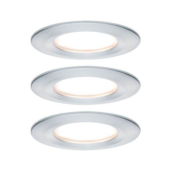 Paulmann 934.62 LED Einbauleuchte Nova Coin Basisset starr IP44 rund 78mm Coin 3x6W 3x470lm 230V 2700K Alu gedreht