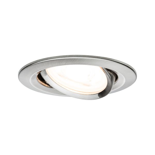 Paulmann 934.64 LED Einbauleuchte 3-Step-Dim Nova schwenkbar rund 84mm 50° GU10 6,5W 460lm 230V dimmbar 2700K Eisen gebürstet