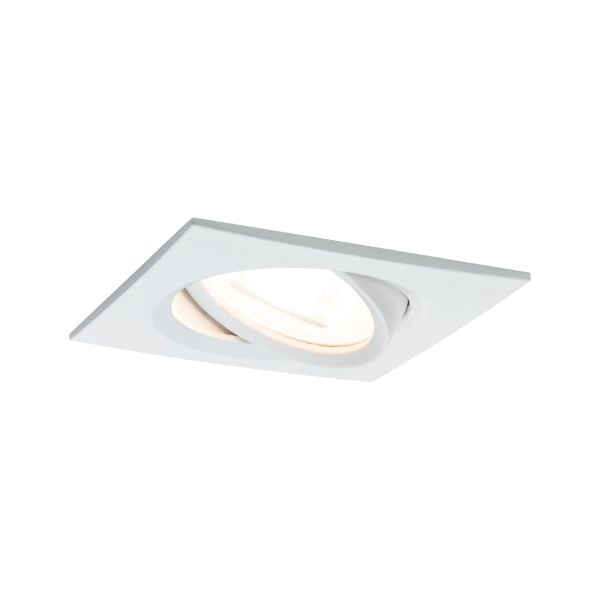 Paulmann 934.71 LED Einbauleuchte 3-Step-Dim Nova schwenkbar eckig 84x84mm 50° GU10 6,5W 460lm 230V dimmbar 2700K Weiß matt