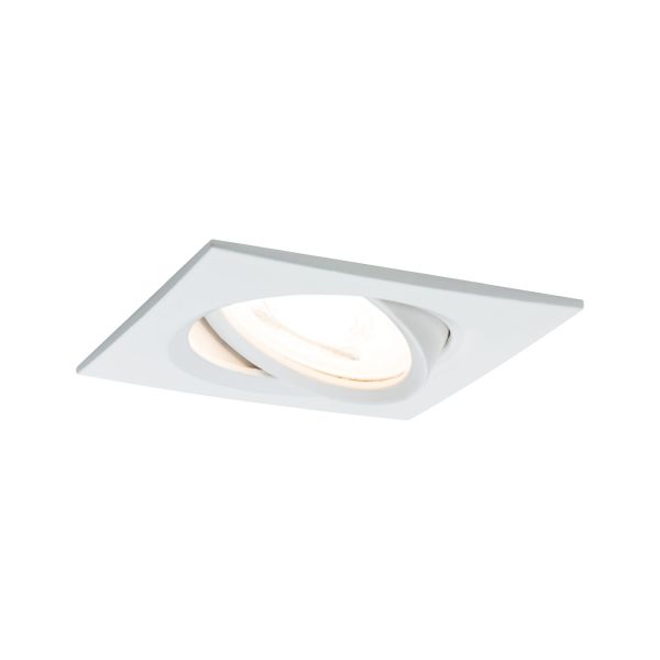 Paulmann 934.71 LED Einbauleuchte 3-Step-Dim Nova schwenkbarar eckig 84x84mm 50° GU10 6,5W 460lm 230V dimmbar 2700K Weiß matt