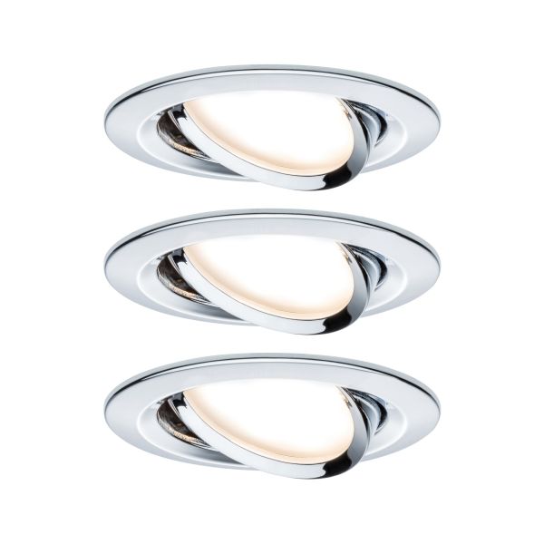 Paulmann 934.88 LED Einbauleuchte 3-Step-Dim Nova Coin Basisset schwenkbarar rund 84mm 50° Coin 3x6W 3x470lm 230V dimmbar 2700K Chrom