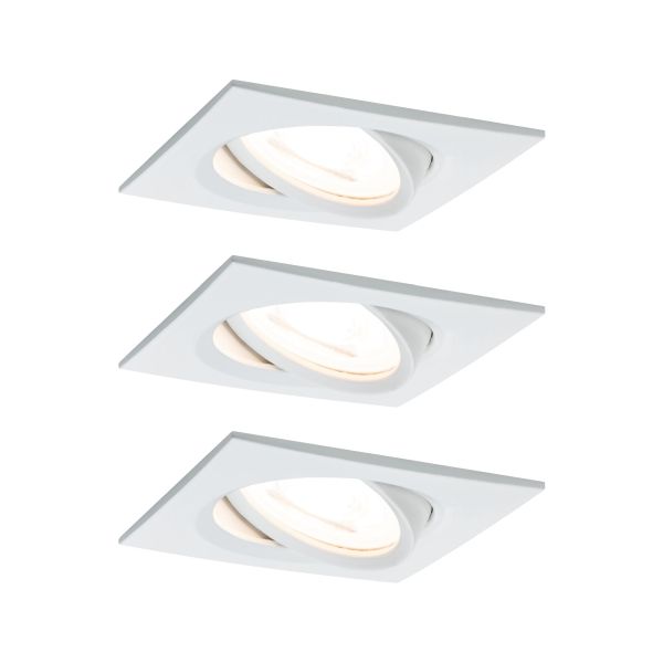 Paulmann 934.90 LED Einbauleuchte 3-Step-Dim Nova Coin Basisset schwenkbar eckig 84x84mm 50° Coin 3x6W 3x470lm 230V dimmbar 2700K Weiß matt