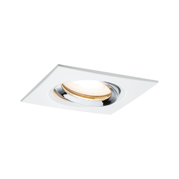 Paulmann 936.64 Einbauleuchte Nova Plus schwenkbar IP65 eckig 93x93mm 30° GU5,3 / GU10 max. 35W 230/12V dimmbar Weiß matt#Chrom