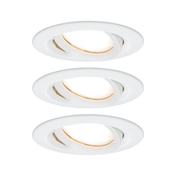 Paulmann 936.82 LED Einbauleuchte Nova Plus Coin Basisset schwenkbar IP65 rund 93mm 30° Coin 3x6W 3x470lm 230V dimmbar 2700K Weiß matt
