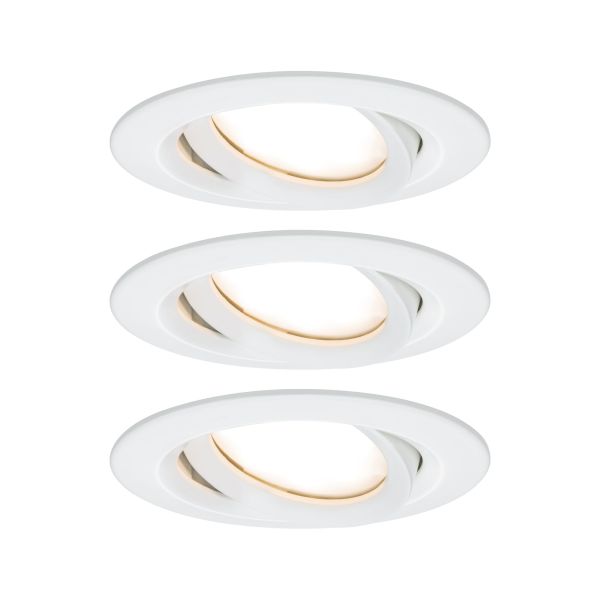 Paulmann 936.82 LED Einbauleuchte Nova Plus Coin Basisset schwenkbarar IP65 rund 93mm 30° Coin 3x6W 3x470lm 230V dimmbar 2700K Weiß matt