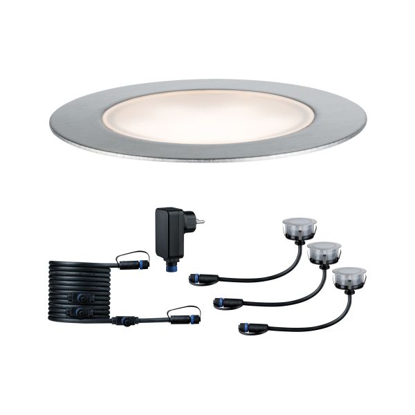 Paulmann 936.92 Plug & Shine LED Bodeneinbauleuchte Floor Eco Basisset IP67 3000K 3x2W 21VA Silber