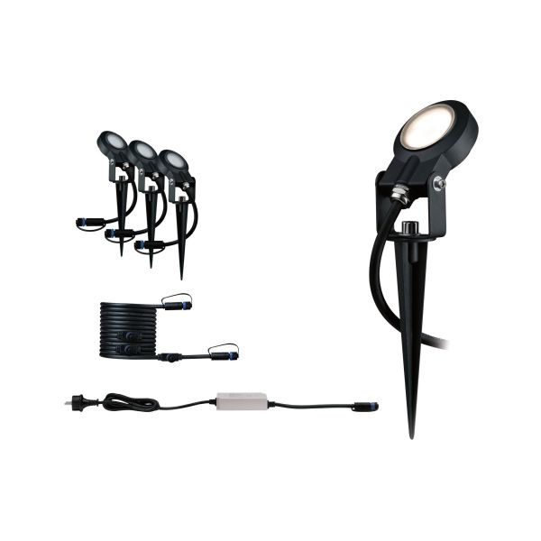 Paulmann 936.96 Plug & Shine LED Gartenstrahler Sting Basisset IP67 3000K 3x6W 75VA Anthrazit