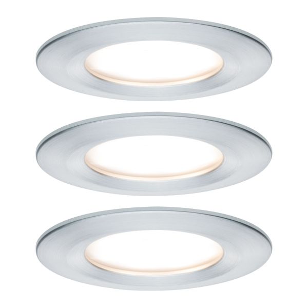 Paulmann 939.01 LED Einbauleuchte Nova Plus Coin Basisset starr IP44 rund 78mm Coin 3x6W 3x470lm 230V dimmbar 2700K Alu gedreht