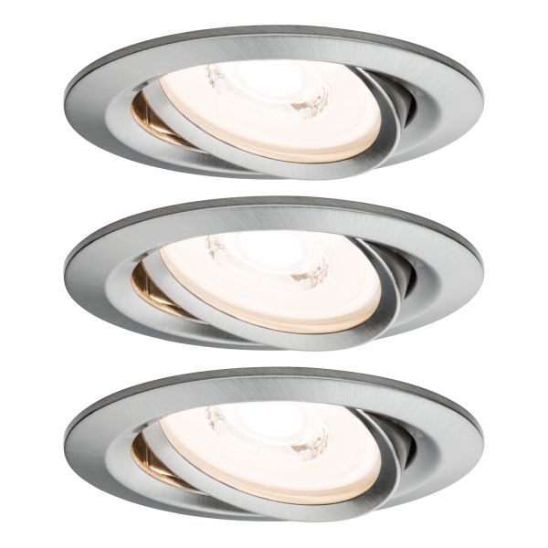 Paulmann 939.44 Premium LED Einbauleuchte Coin Basisset schwenkbarar rund 84mm 50° Coin 3x6,3W 3x430lm 230V dimmbar 2700K Eisen gebürstet