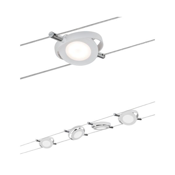 Paulmann 941.05 LED Seilsystem RoundMac Basisset 4x200lm 4x4,3W 2700K 230/12V Weiß matt