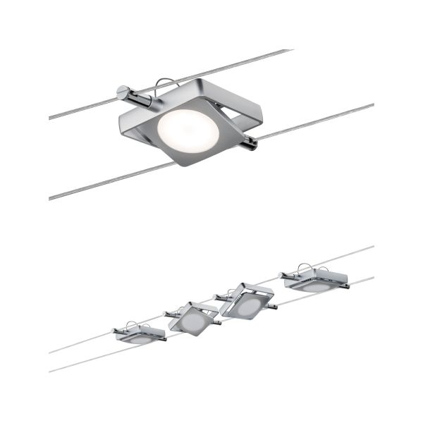 Paulmann 941.07 LED Seilsystem MacLED Basisset 4x200lm 4x4,3W 2700K 230/12V Chrom matt