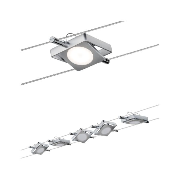 Paulmann 941.08 LED Seilsystem MacLED Basisset 5x200lm 5x4,3W 2700K 230/12V Chrom matt