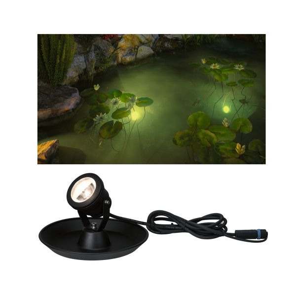 Paulmann 942.09 Plug & Shine LED Spot Teichleuchte Einzelspot IP68 3000K 4W Schwarz