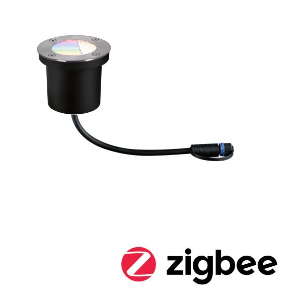 Paulmann 942.74 Plug & Shine LED Bodeneinbauleuchte Smart Home Zigbee RGBW Einzelspot IP65 RGBW+ 3,6W Silber