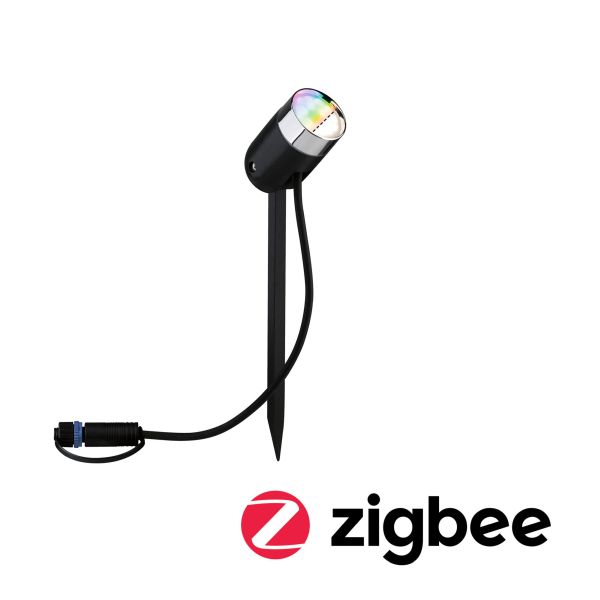 Paulmann 942.83 Plug & Shine LED Gartenstrahler Smart Home Zigbee Pike Einzelspot IP65 RGBW+ 4,5W Anthrazit