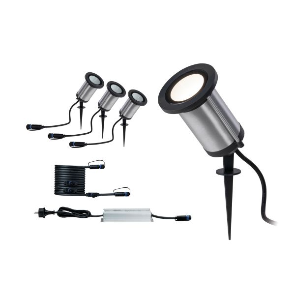 Paulmann 942.86 Plug & Shine LED Gartenstrahler Classic Basisset IP65 3000K 3x5,1W 75VA Anthrazit