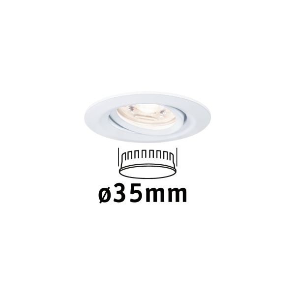 Paulmann 942.92 LED Einbauleuchte Nova Mini Coin Einzelleuchte schwenkbarar rund 66mm 15° Coin 4W 310lm 230V 2700K Weiß matt