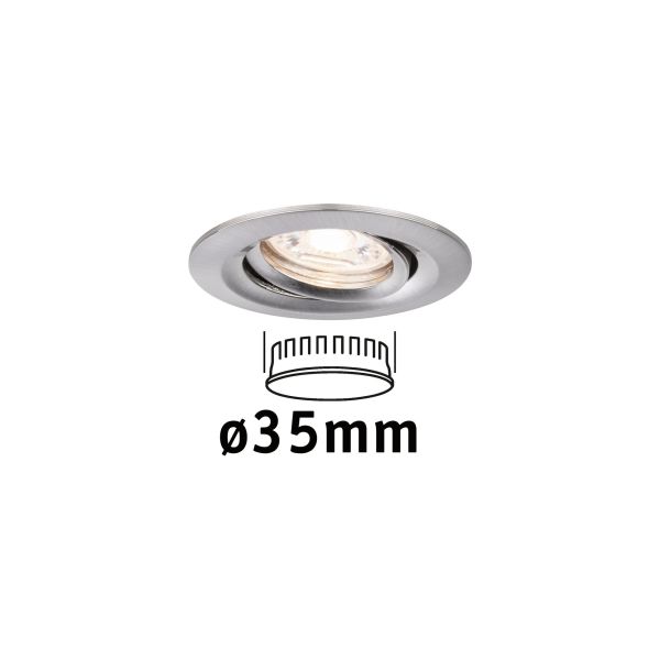 Paulmann 942.94 LED Einbauleuchte Nova Mini Coin Einzelleuchte schwenkbarar rund 66mm 15° Coin 4W 310lm 230V 2700K Eisen gebürstet