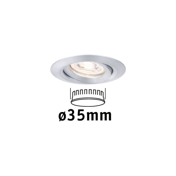 Paulmann 942.96 LED Einbauleuchte Nova Mini Coin Einzelleuchte schwenkbarar rund 66mm 15° Coin 4W 310lm 230V 2700K Alu gedreht