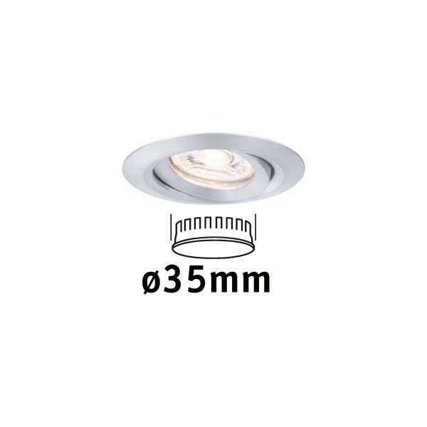 Paulmann 942.96 LED Einbauleuchte Nova Mini Coin Einzelleuchte schwenkbar rund 66mm 15° Coin 4W 310lm 230V 2700K Alu gedreht