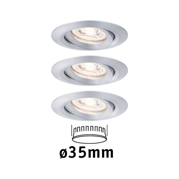 Paulmann 942.97 LED Einbauleuchte Nova Mini Coin Basisset schwenkbar rund 66mm 15° Coin 3x4W 3x310lm 230V 2700K Alu gedreht