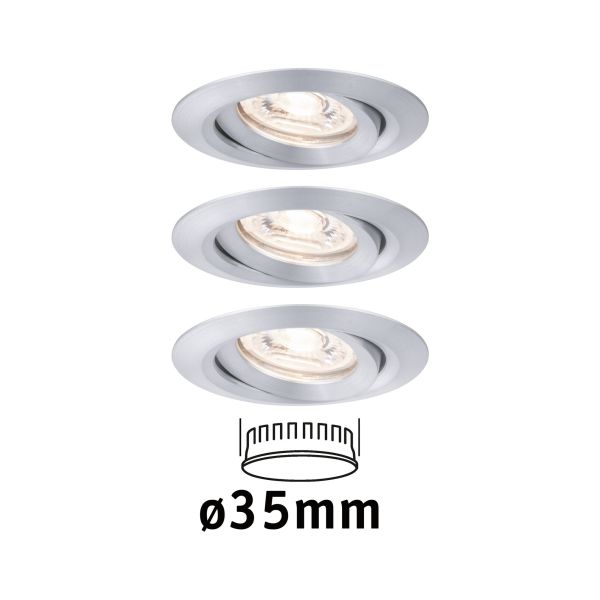 Paulmann 942.97 LED Einbauleuchte Nova Mini Coin Basisset schwenkbarar rund 66mm 15° Coin 3x4W 3x310lm 230V 2700K Alu gedreht