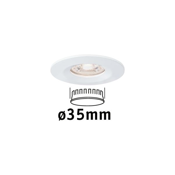 Paulmann 942.98 LED Einbauleuchte Nova Mini Coin Einzelleuchte starr IP44 rund 65mm Coin 4W 310lm 230V 2700K Weiß matt