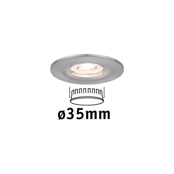 Paulmann 943.00 LED Einbauleuchte Nova Mini Coin Einzelleuchte starr IP44 rund 65mm Coin 4W 310lm 230V 2700K Eisen gebürstet