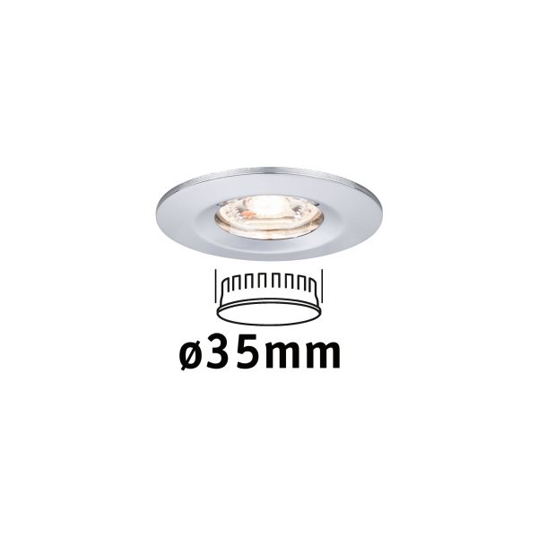 Paulmann 943.02 LED Einbauleuchte Nova Mini Coin Einzelleuchte starr IP44 rund 65mm Coin 4W 310lm 230V 2700K Chrom