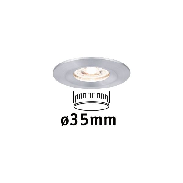 Paulmann 943.04 LED Einbauleuchte Nova Mini Coin Einzelleuchte starr IP44 rund 65mm Coin 4W 310lm 230V 2700K Alu gedreht