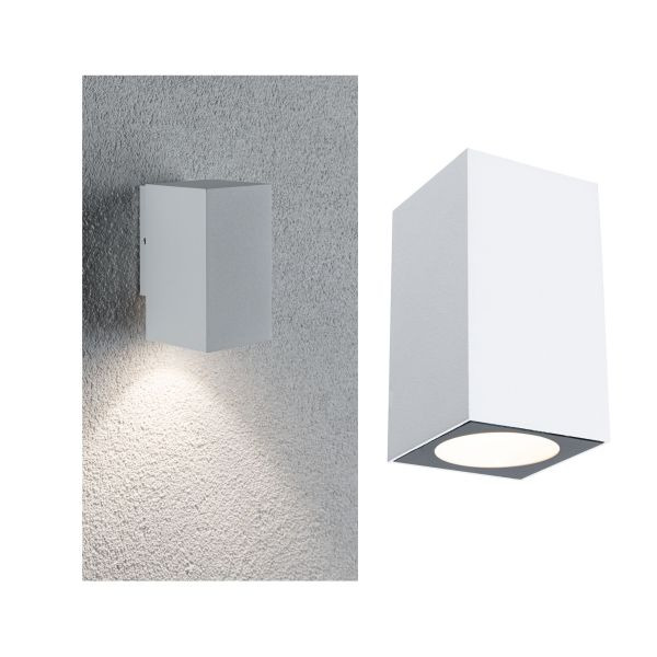 Paulmann 943.29 LED Außenwandleuchte Flame IP44 eckig 58x75mm 3000K 3,8W 320lm 230V Weiß Aluminium