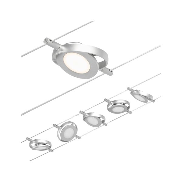 Paulmann 944.14 CorDuo LED Seilsystem RoundMac Basisset 5x200lm 5x4,5W 3000K 230/12V Chrom matt/Chrom