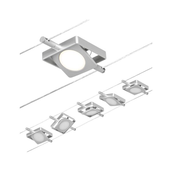 Paulmann 944.20 CorDuo LED Seilsystem MacLED Basisset 5x250lm 5x4,5W 3000K 230/12V Chrom matt/Chrom