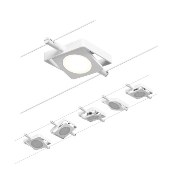 Paulmann 944.22 CorDuo LED Seilsystem MacLED Basisset 5x250lm 5x4,5W 3000K 230/12V Weiß/Chrom