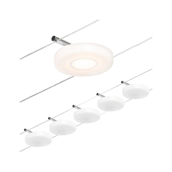 Paulmann 944.26 CorDuo LED Seilsystem DiscLED Basisset 5x200lm 5x4,5W 3000K 230/12V Chrom matt/Chrom