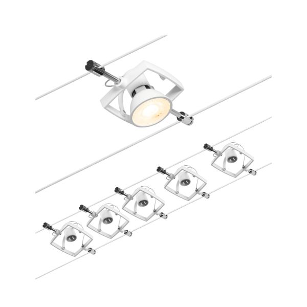 Paulmann 944.32 CorDuo Seilsystem Mac II Basisset GU5,3 max. 5x10W 230/12V Weiß matt/Chrom