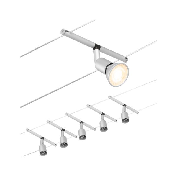 Paulmann 944.42 CorDuo Seilsystem Salt Basisset GU5,3 max. 5x10W 230/12V Chrom matt