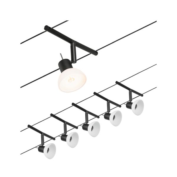 Paulmann 944.50 CorDuo Seilsystem Sheela Basisset GU5,3 max. 5x10W 230/12V Schwarz matt#Chrom